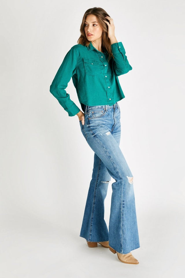 Diana Classic Shirt in Jade - Veneka-Sustainable-Ethical-Tops-Etica Denim Drop Ship