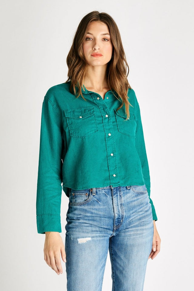 Diana Classic Shirt in Jade - Veneka-Sustainable-Ethical-Tops-Etica Denim Drop Ship