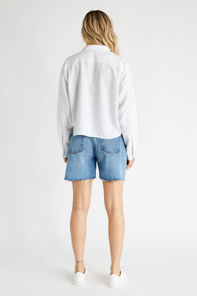 Diana Long Sleeve Top in Sustainable White - Veneka-Sustainable-Ethical-Tops-Etica Denim Drop Ship