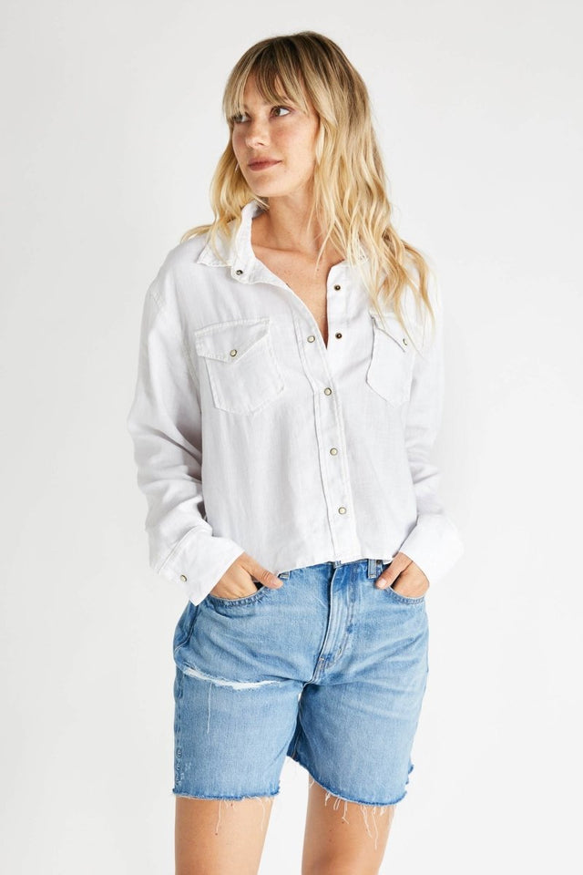 Diana Long Sleeve Top in Sustainable White - Veneka-Sustainable-Ethical-Tops-Etica Denim Drop Ship