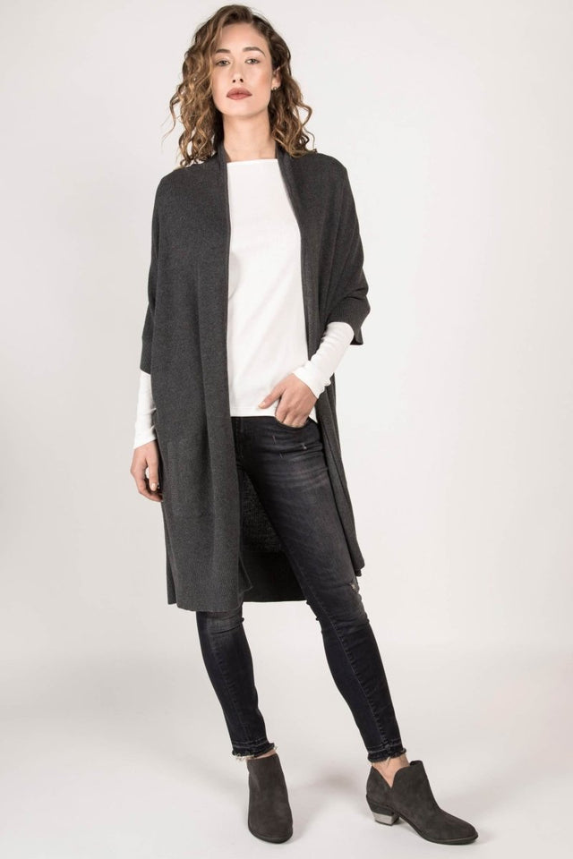Dolman Cardigan in Charcoal - Veneka-Sustainable-Ethical-Jackets-Indigenous Drop Ship