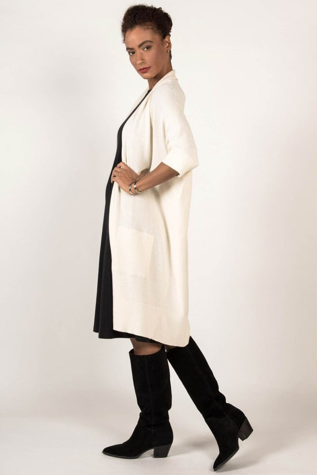 Dolman Cardigan in Ivory - Veneka-Sustainable-Ethical-Jackets-Indigenous Drop Ship