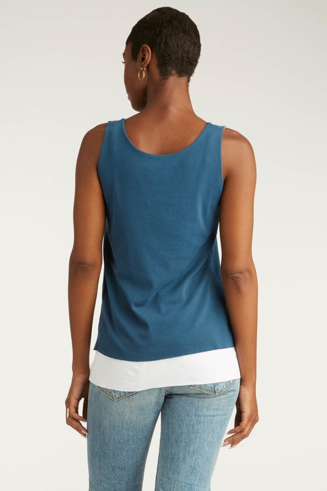 Double Layer Tank in Prussian Blue - Veneka-Sustainable-Ethical-Tops-Indigenous Drop Ship