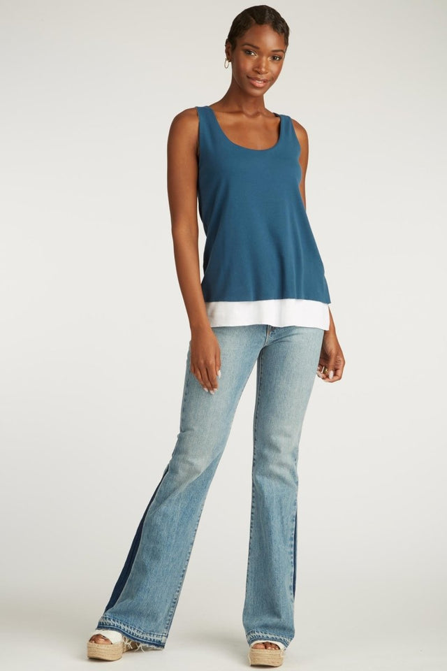 Double Layer Tank in Prussian Blue - Veneka-Sustainable-Ethical-Tops-Indigenous Drop Ship