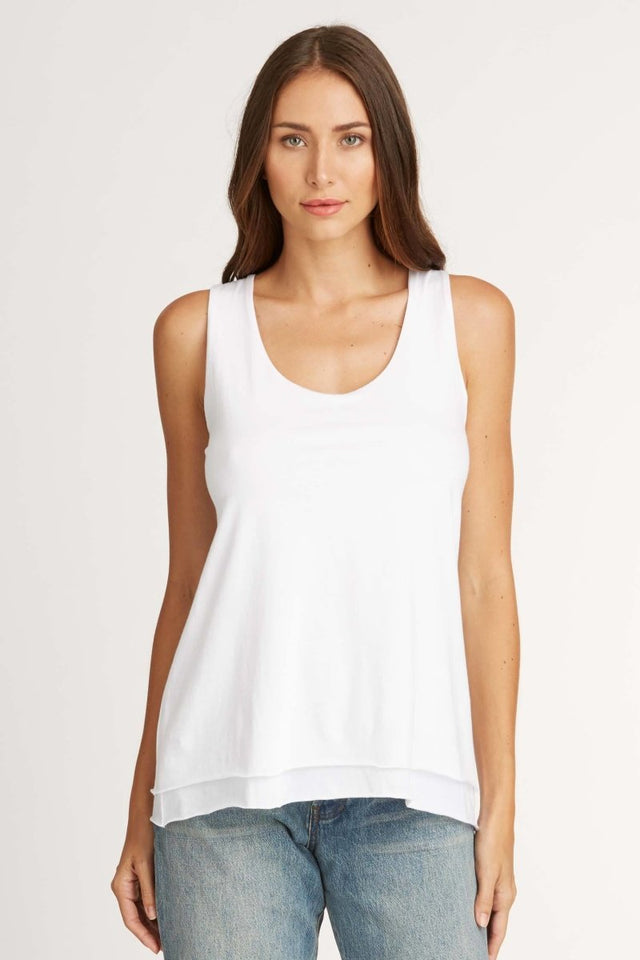 Double Layer Tank in White - Veneka-Sustainable-Ethical-Tops-Indigenous Drop Ship