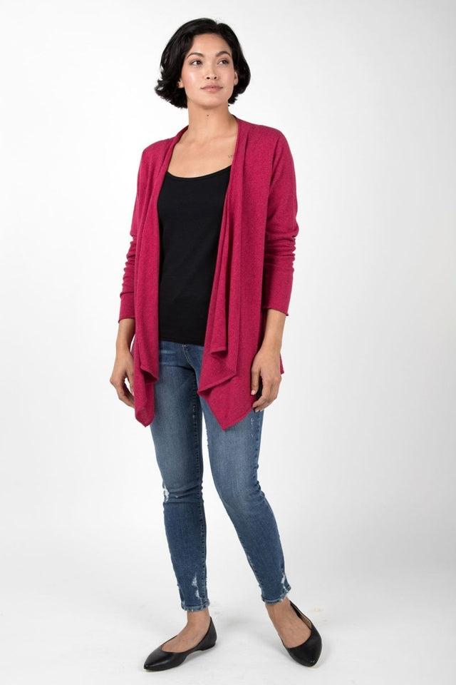 Drape Front Cardigan in Heather Rose - Veneka-Sustainable-Ethical-Jackets-Indigenous Drop Ship