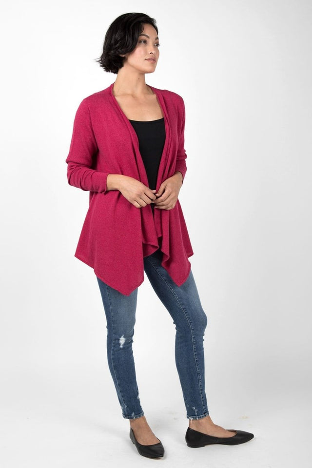 Drape Front Cardigan in Heather Rose - Veneka-Sustainable-Ethical-Jackets-Indigenous Drop Ship