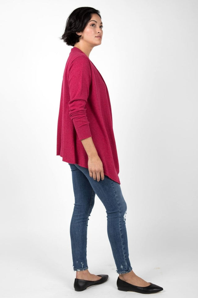 Drape Front Cardigan in Heather Rose - Veneka-Sustainable-Ethical-Jackets-Indigenous Drop Ship