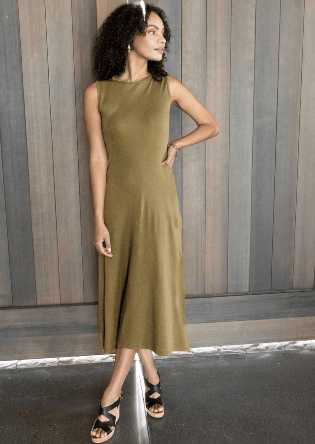 Essential Boatneck Dress in Sedona - Veneka-Sustainable-Ethical-Dresses-Indigenous Drop Ship