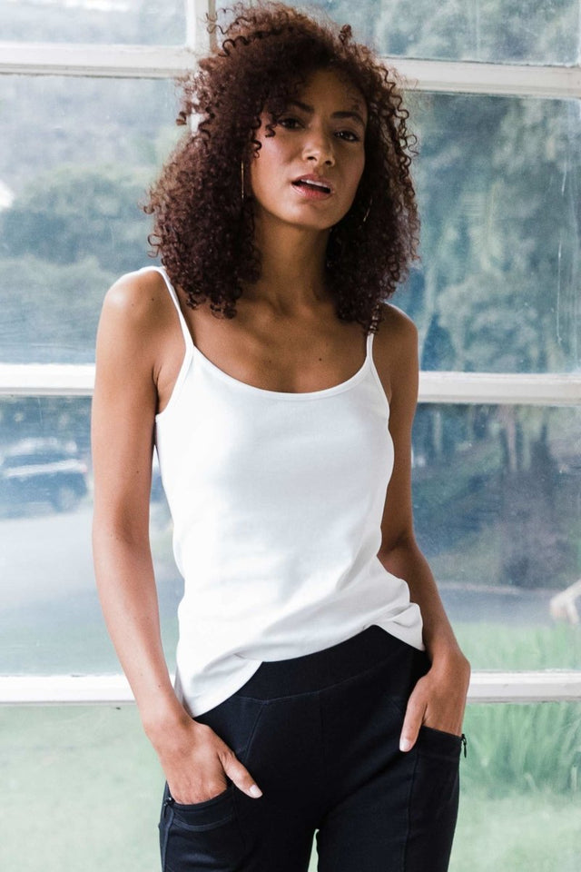 Essential Camisole in White - Veneka-Sustainable-Ethical-Tops-Indigenous Drop Ship