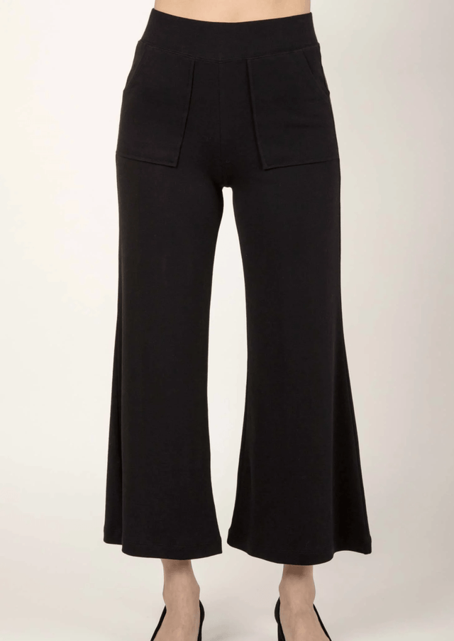 Essential Cropped Wide Leg Pant in Black - Veneka-Sustainable-Ethical-Bottoms-Indigenous Drop Ship