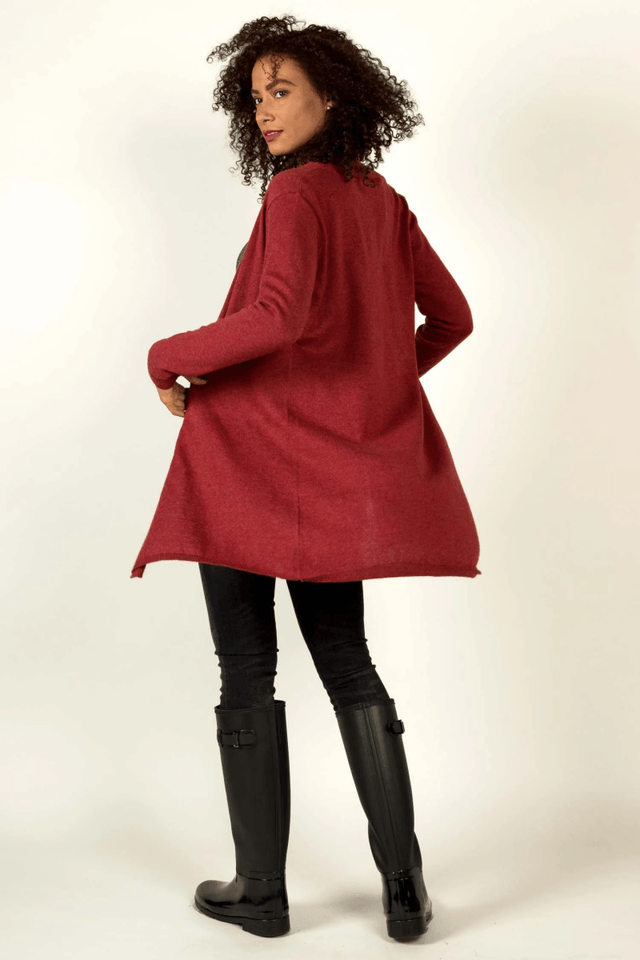 Essential Knit Cardigan in Cherry - Veneka-Sustainable-Ethical-Jackets-Indigenous Drop Ship