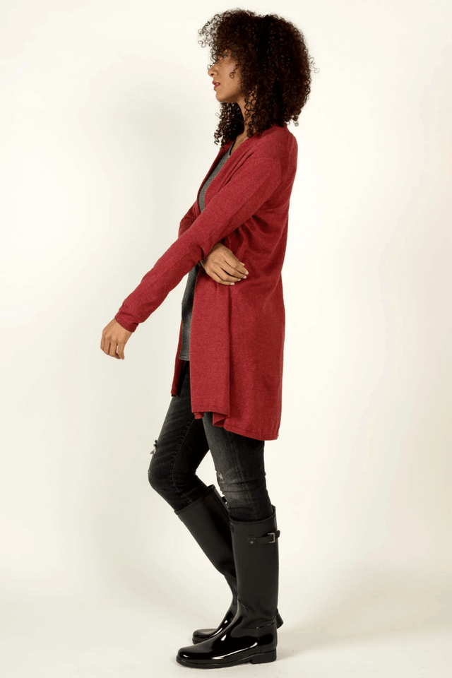 Essential Knit Cardigan in Cherry - Veneka-Sustainable-Ethical-Jackets-Indigenous Drop Ship