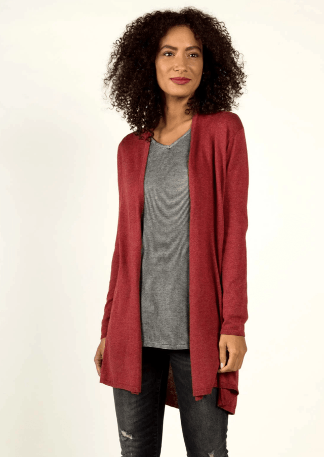 Essential Knit Cardigan in Cherry - Veneka-Sustainable-Ethical-Jackets-Indigenous Drop Ship