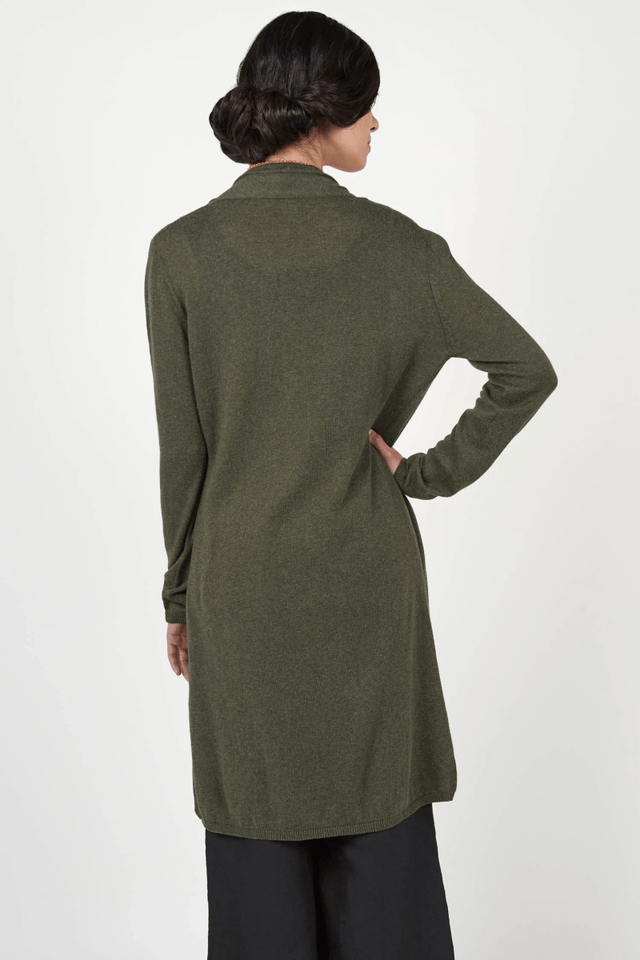 Essential Knit Cardigan in Olive - Veneka-Sustainable-Ethical-Jackets-Indigenous Drop Ship