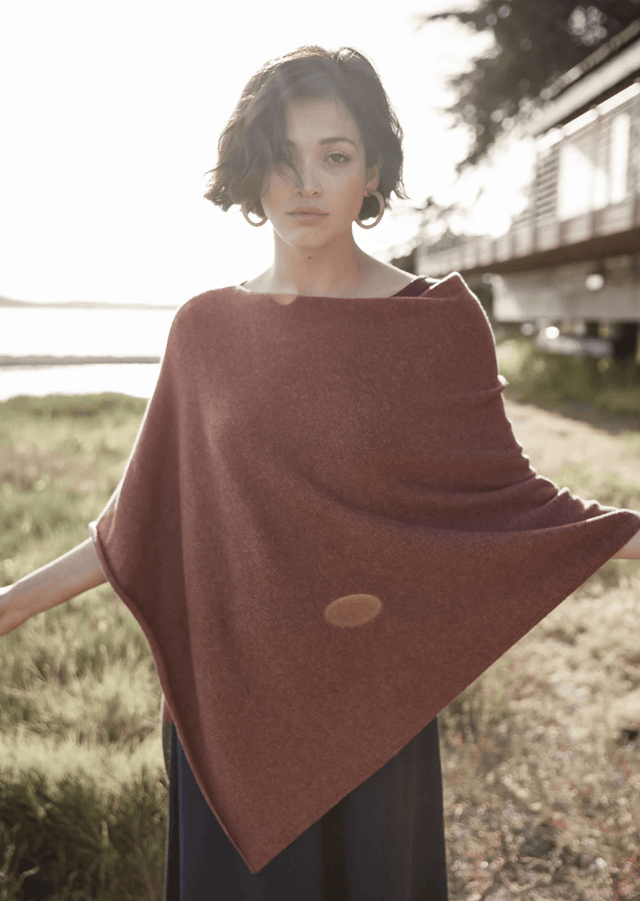 Essential Poncho in Cayenne - Veneka-Sustainable-Ethical-Jackets-Indigenous Drop Ship