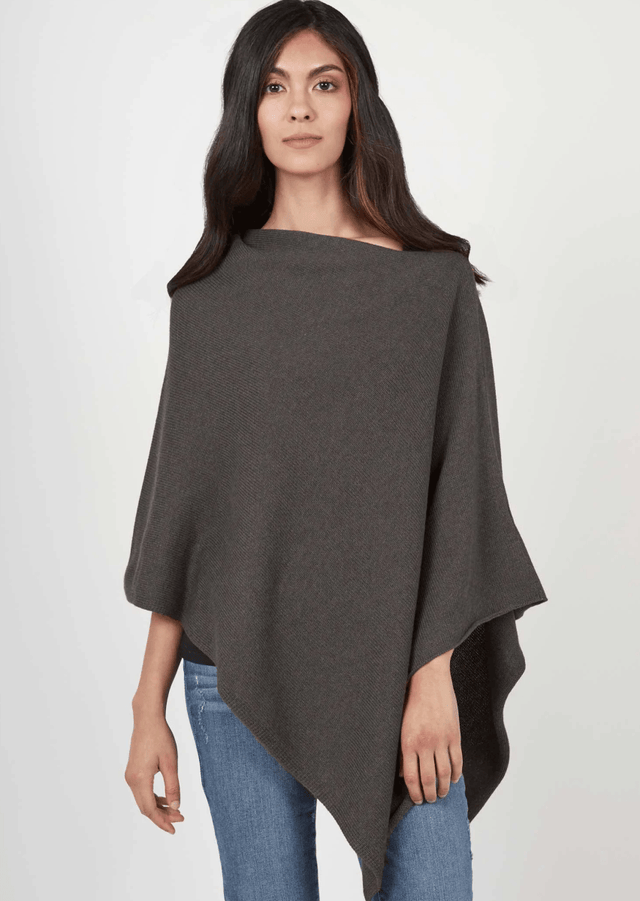 Essential Poncho in Charcoal - Veneka-Sustainable-Ethical-Jackets-Indigenous Drop Ship