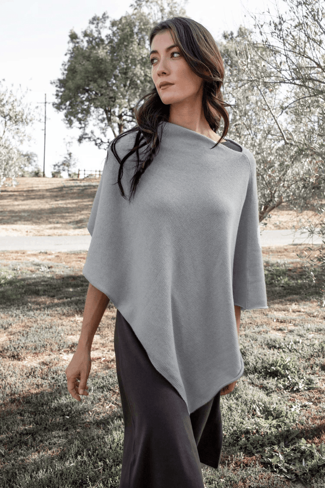 Essential Poncho in Silver - Veneka-Sustainable-Ethical-Jackets-Indigenous Drop Ship
