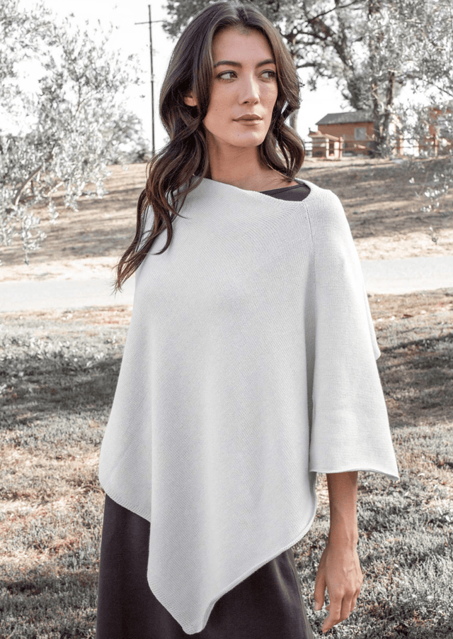 Essential Poncho in White - Veneka-Sustainable-Ethical-Jackets-Indigenous Drop Ship