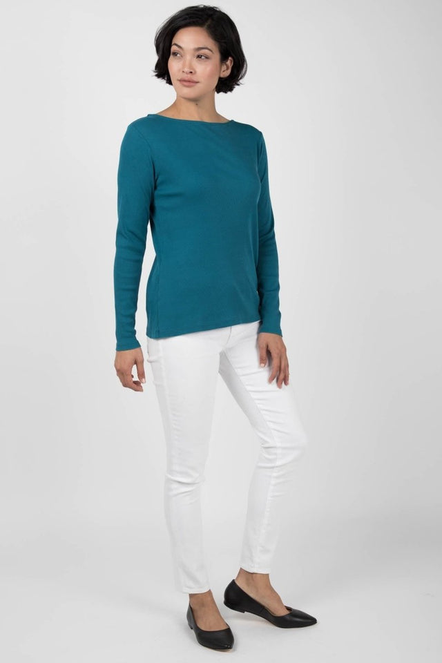 Essential Rib Boatneck in Lagoon - Veneka-Sustainable-Ethical-Tops-Indigenous Drop Ship