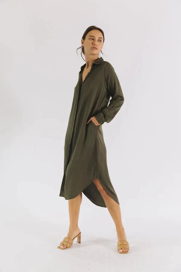 Essential Shirt Dress in Silver - Veneka-Sustainable-Ethical-Dresses-Neu Nomads Drop Ship