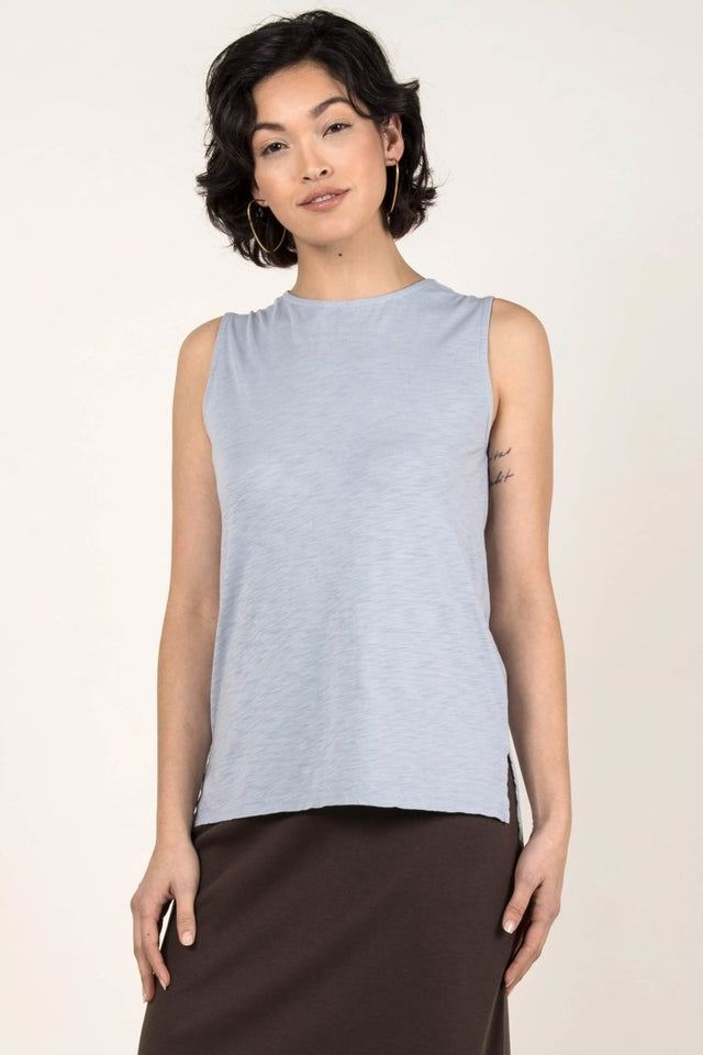 Essential Slub Shell in Blue Fog - Veneka-Sustainable-Ethical-Tops-Indigenous Drop Ship