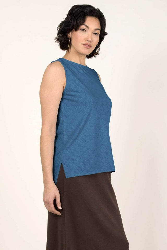 Essential Slub Shell in Lagoon - Veneka-Sustainable-Ethical-Tops-Indigenous Drop Ship