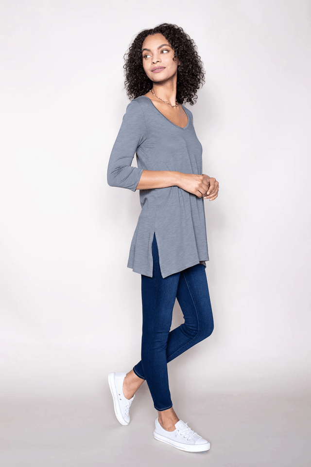 Essential Slub Tunic in Charcoal - Veneka-Sustainable-Ethical-Tops-Indigenous Drop Ship