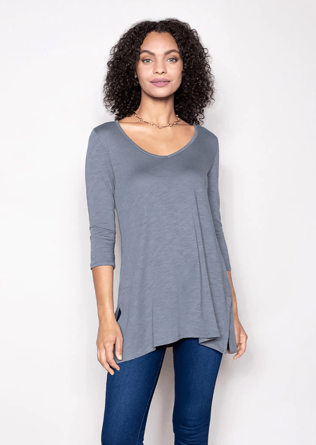 Essential Slub Tunic in Charcoal - Veneka-Sustainable-Ethical-Tops-Indigenous Drop Ship