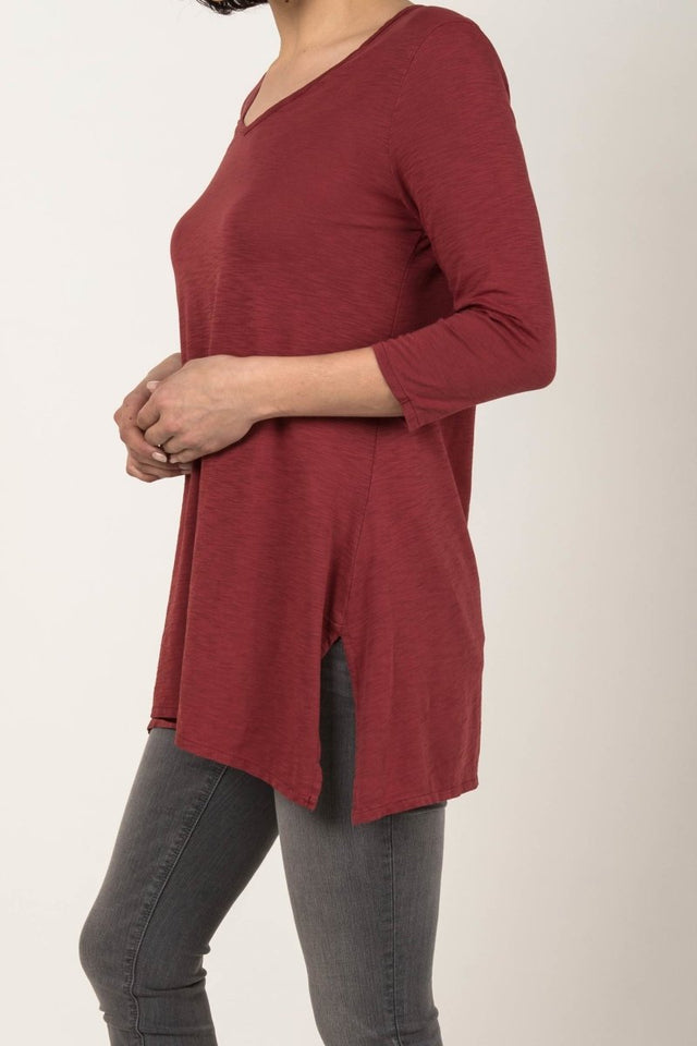 Essential Slub Tunic in Cherry - Veneka-Sustainable-Ethical-Tops-Indigenous Drop Ship
