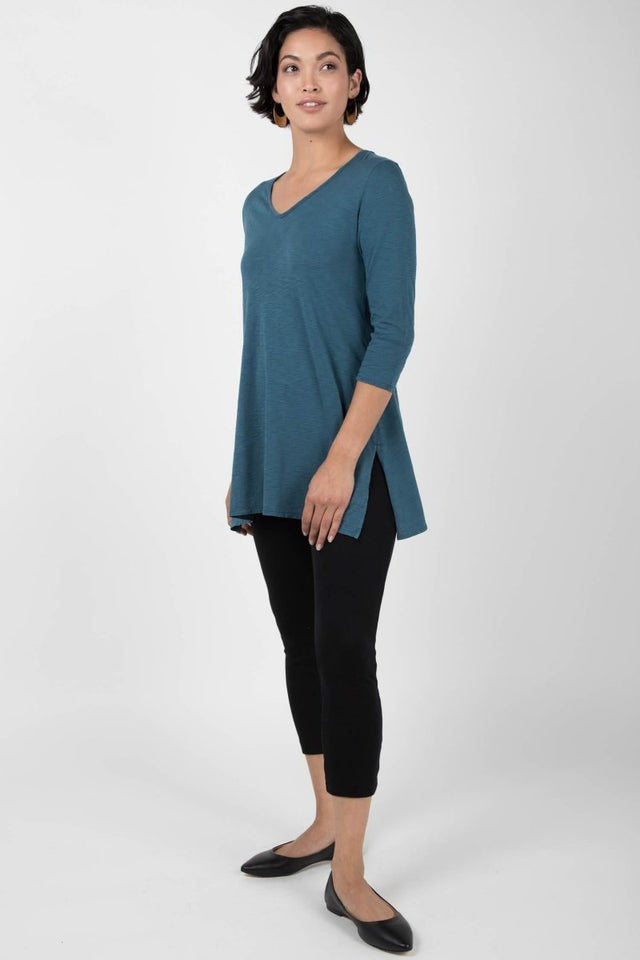 Essential Slub Tunic in Ocean - Veneka-Sustainable-Ethical-Tops-Indigenous Drop Ship