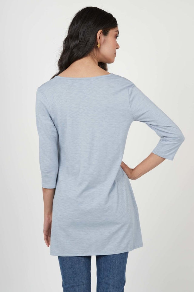 Essential Slub Tunic in Ocean - Veneka-Sustainable-Ethical-Tops-Indigenous Drop Ship