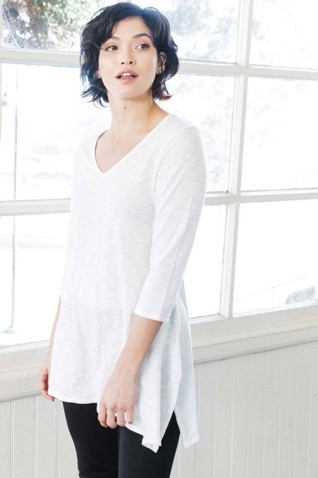 Essential Slub Tunic in White - Veneka-Sustainable-Ethical-Tops-Indigenous Drop Ship