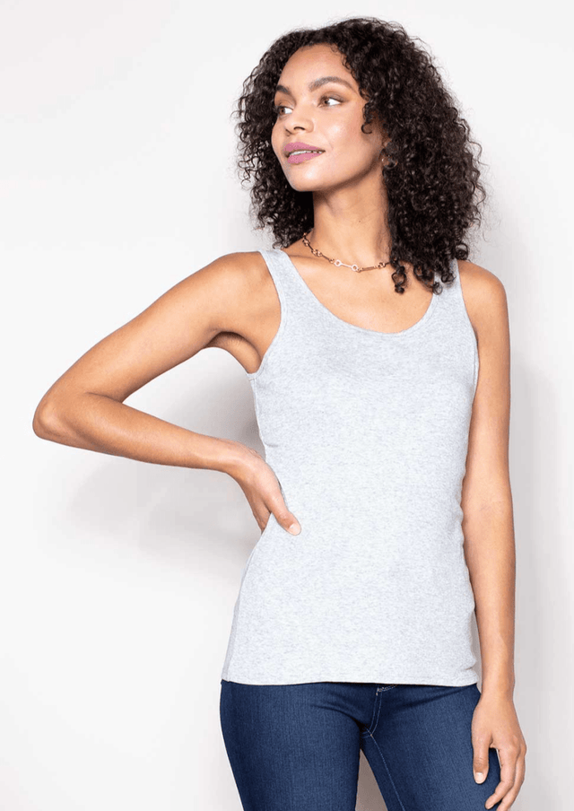 Essential Tank in Silver - Veneka-Sustainable-Ethical-Tops-Indigenous Drop Ship