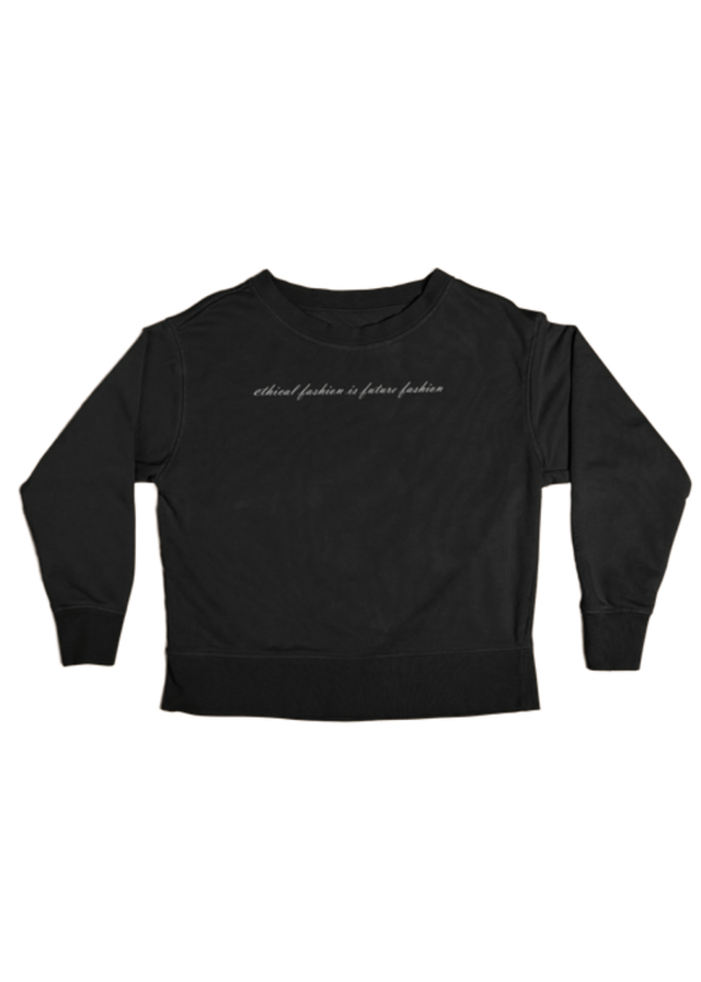 Ethical Fashion is Future Fashion Unisex Sweatshirt in Black - Veneka-Sustainable-Ethical-Tops-J&R Artisan Fashion Drop Ship