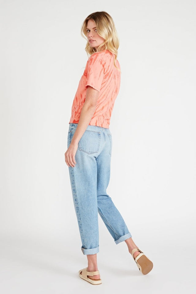 Evie Classic Tee in Thunder Lightning Fire Coral - Veneka-Sustainable-Ethical-Tops-Etica Denim Drop Ship