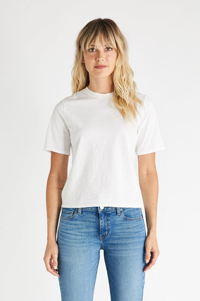 Evie Tee in White - Veneka-Sustainable-Ethical-Tops-Etica Denim Drop Ship