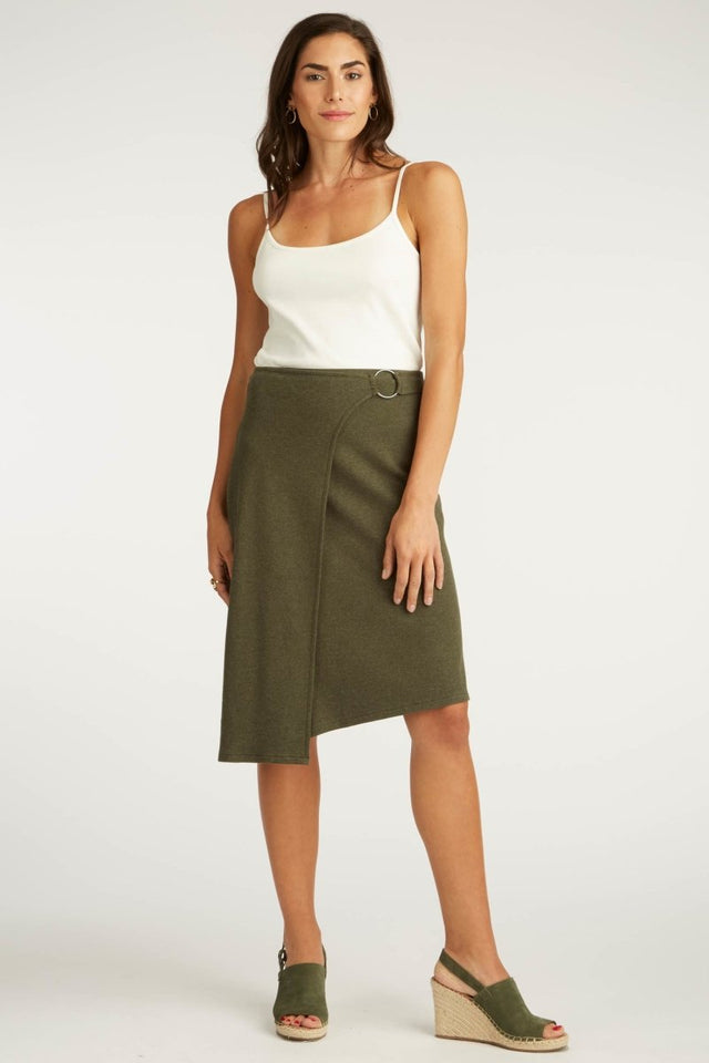 Faux Wrap Skirt in Moss - Veneka-Sustainable-Ethical-Bottoms-Indigenous Drop Ship