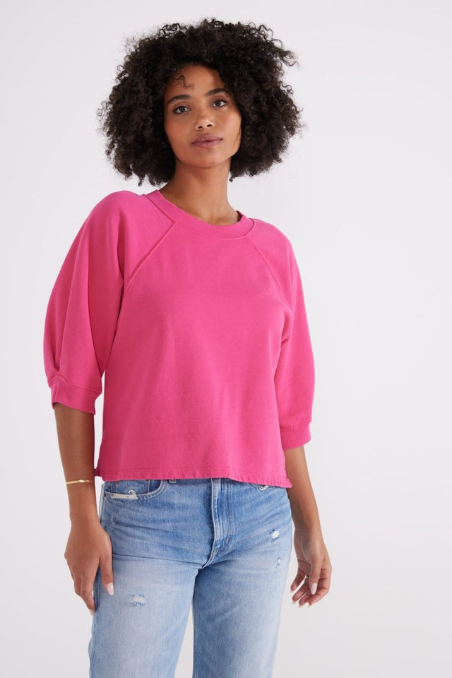 Fleur Raglan Sweatshirt - Raspberry - Veneka-Sustainable-Ethical-Shirts & Tops-Etica Denim Drop Ship