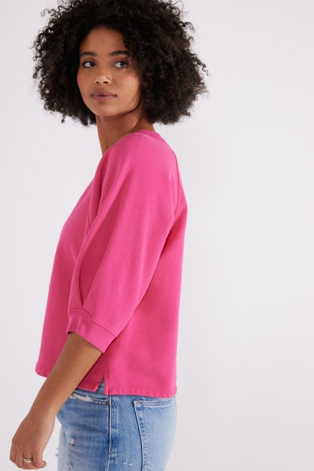Fleur Raglan Sweatshirt - Raspberry - Veneka-Sustainable-Ethical-Shirts & Tops-Etica Denim Drop Ship