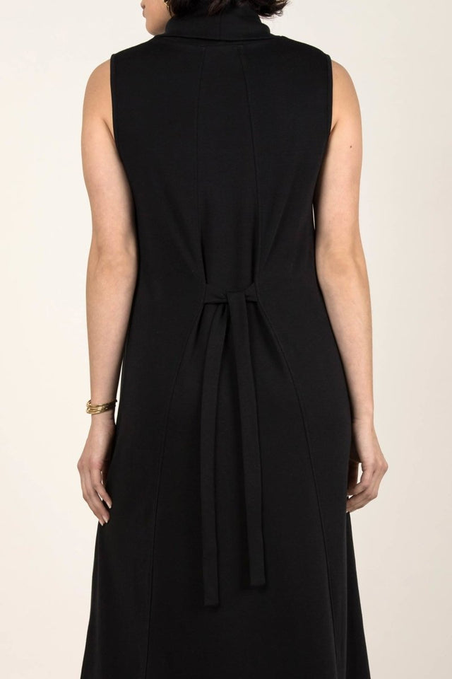 Foldover Cowl Neck Dress in Black - Veneka-Sustainable-Ethical-Dresses-Indigenous Drop Ship
