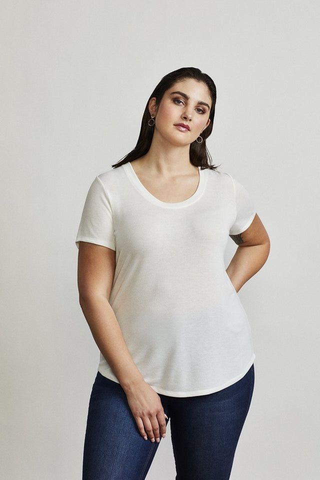 Foster Tee in White - Veneka-Sustainable-Ethical-Tops-Hours Drop Ship