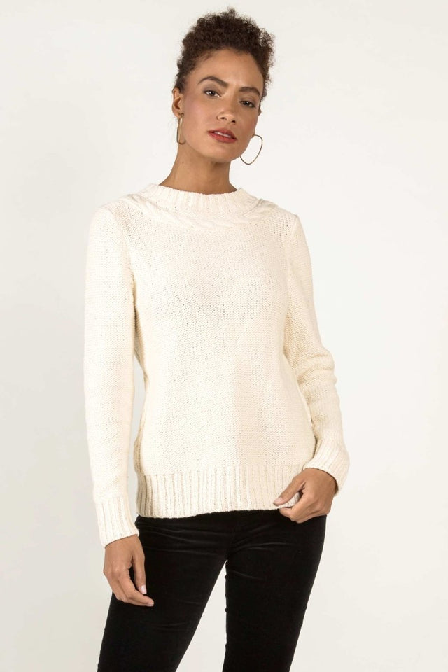 Frise Cable Crew in Ivory - Veneka-Sustainable-Ethical-Tops-Indigenous Drop Ship