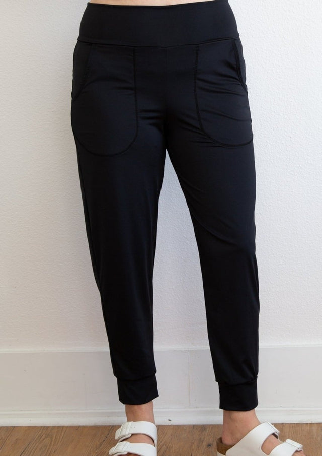 Full-Length Jogger in Black - Veneka-Sustainable-Ethical-Bottoms-Eclipse Drop Ship
