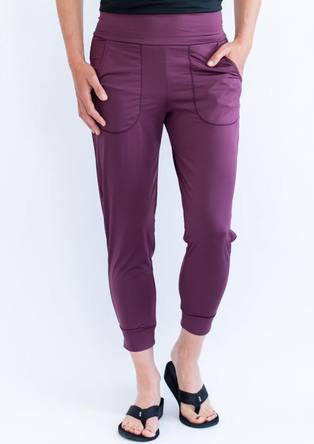 Full-Length Jogger in Plum - Veneka-Sustainable-Ethical-Bottoms-Eclipse Drop Ship