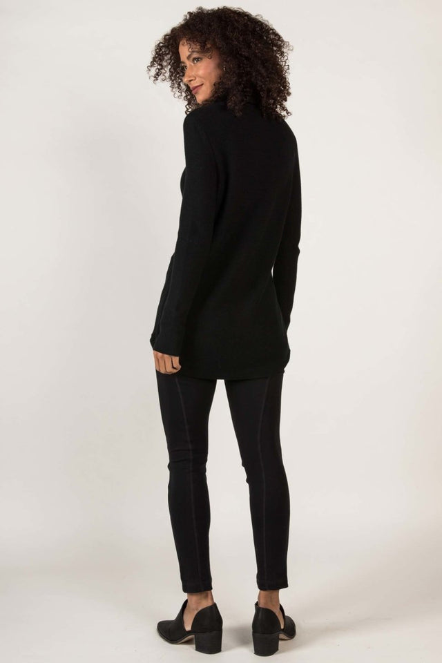 Funnel Neck Pullover Sweater in Black - Veneka-Sustainable-Ethical-Tops-Indigenous Drop Ship