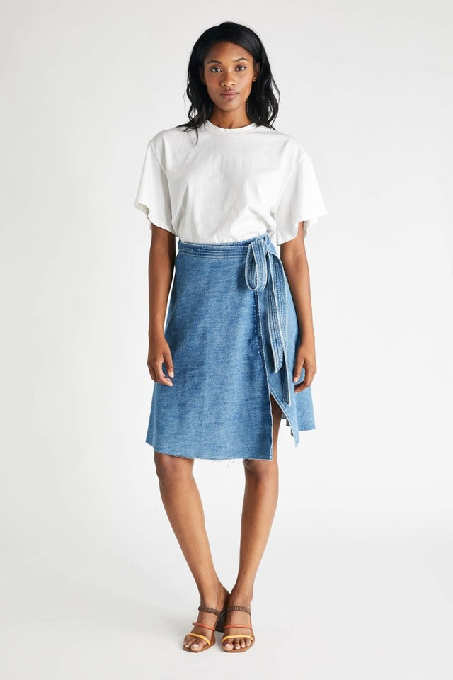 Harper Skirt in Compton Creek - Veneka-Sustainable-Ethical-Bottoms-Etica Denim Drop Ship