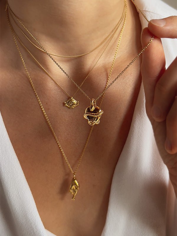 Heart Charm Necklace in Gold - Veneka-Sustainable-Ethical-Jewelry-Astor & Orion Drop Ship