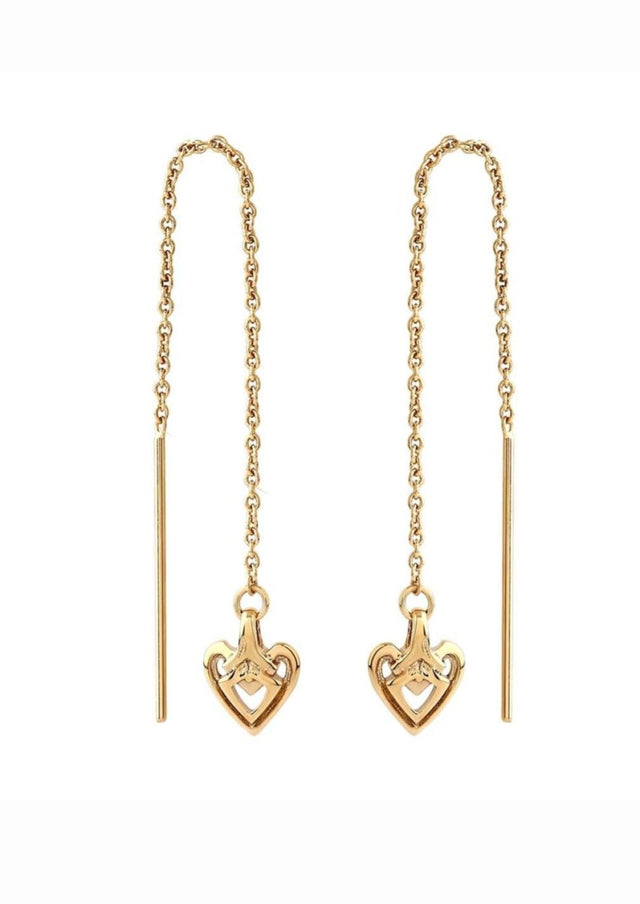 Heart Threader Earring in Gold - Veneka-Sustainable-Ethical-Jewelry-Astor & Orion Drop Ship