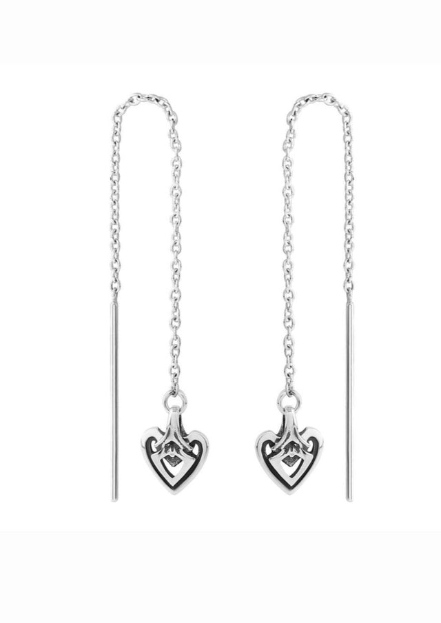 Heart Threader Earring in Silver - Veneka-Sustainable-Ethical-Jewelry-Astor & Orion Drop Ship